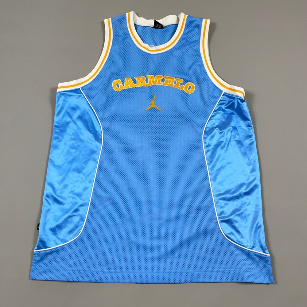 Jordan Carmelo Anthony Denver Nuggets Basketball Jersey Blue Yellow Mens XL